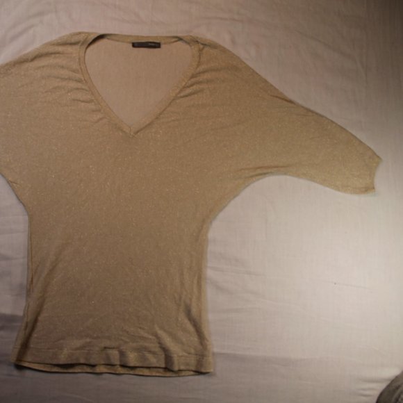 Smart set cream coloured sparkly vneck top y2k small - Picture 3 of 3